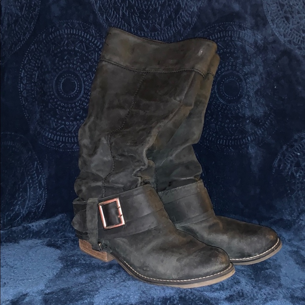 Aldo black leather biker 🏍 boots 8 winter shoes